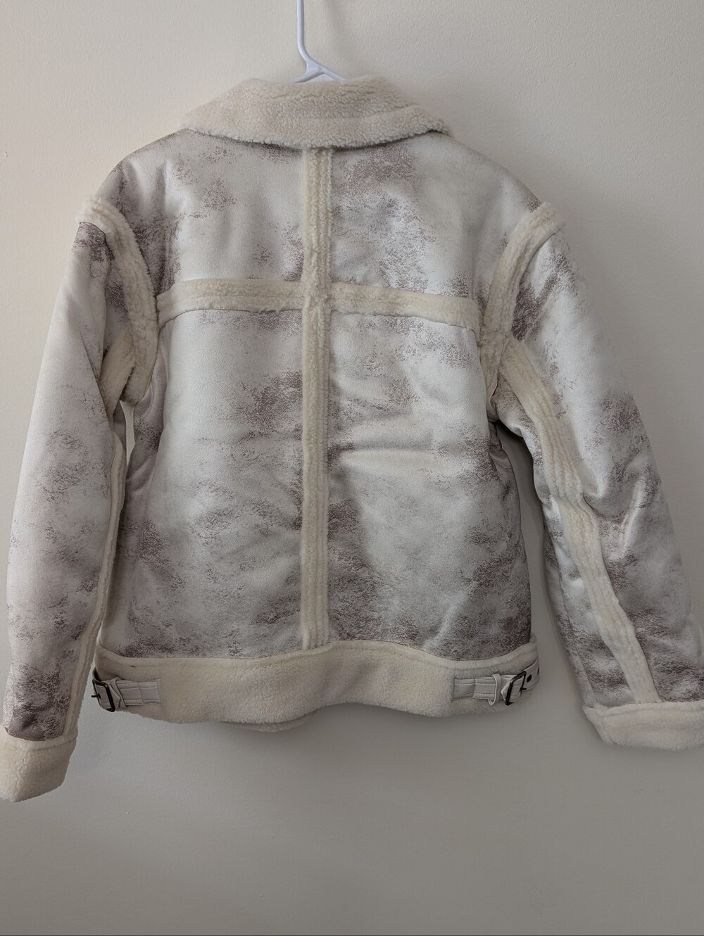 G by Giuliana Black Label Faux Suede and Shearling Zip Front Coat Size M Ivory - Picture 3 of 15